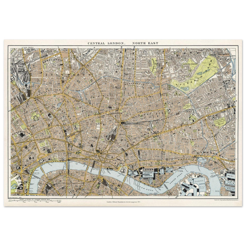 London city vintage map 1904.