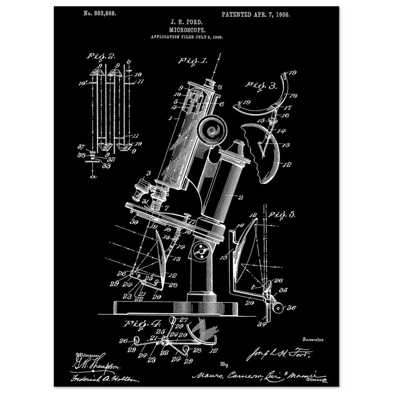 vintage microscope patent by J H Ford.