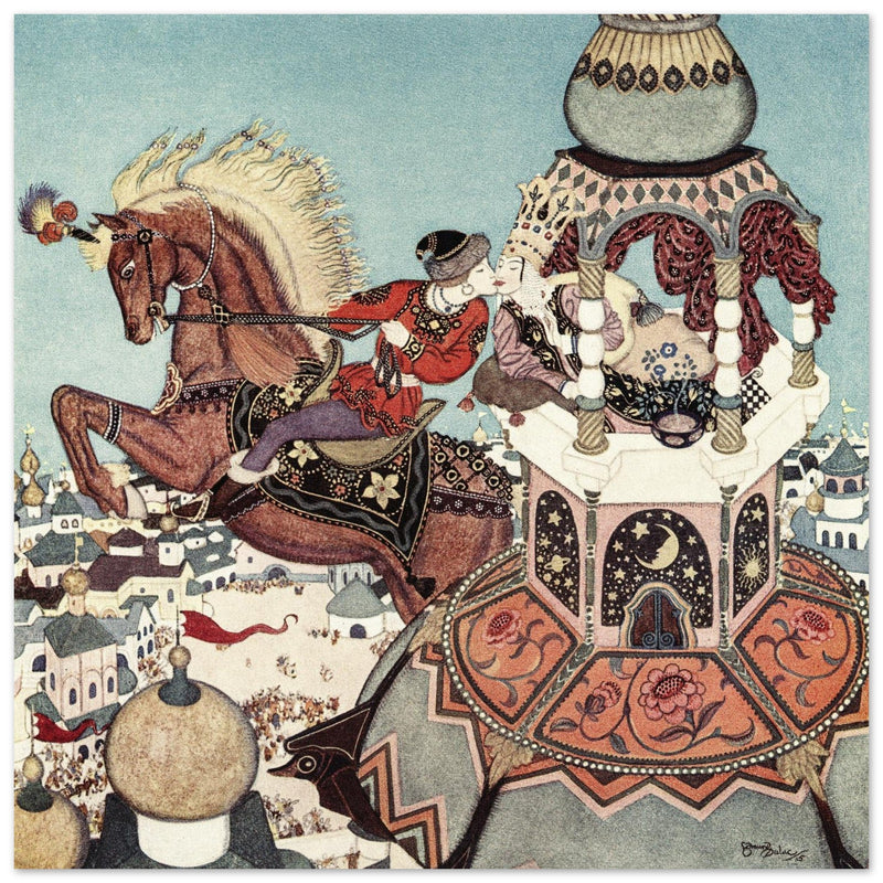 Edmund Dulac vintage illustration Ivan and the Chestnut horse.