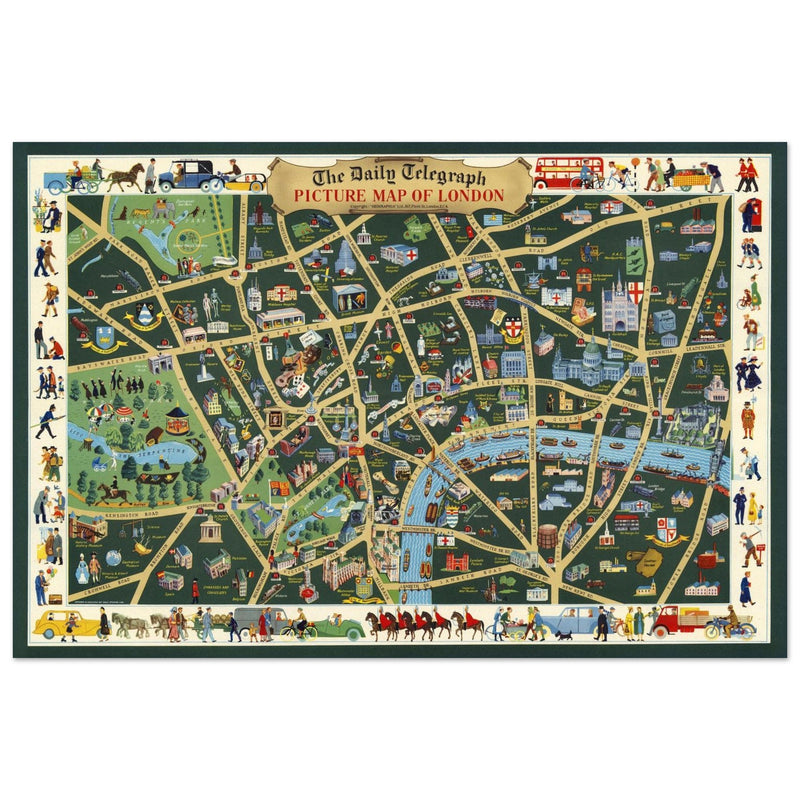 The Daily Telegraph Picture Map of London vintage poster .