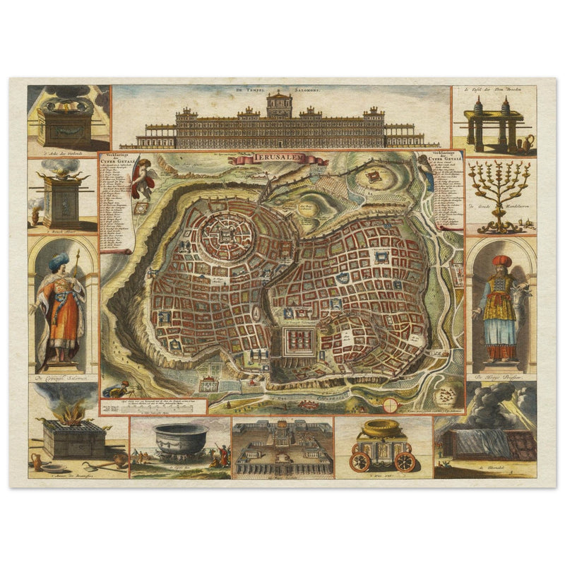 Jerusalem ancient map XVII Century by Daniel Stoopendael.