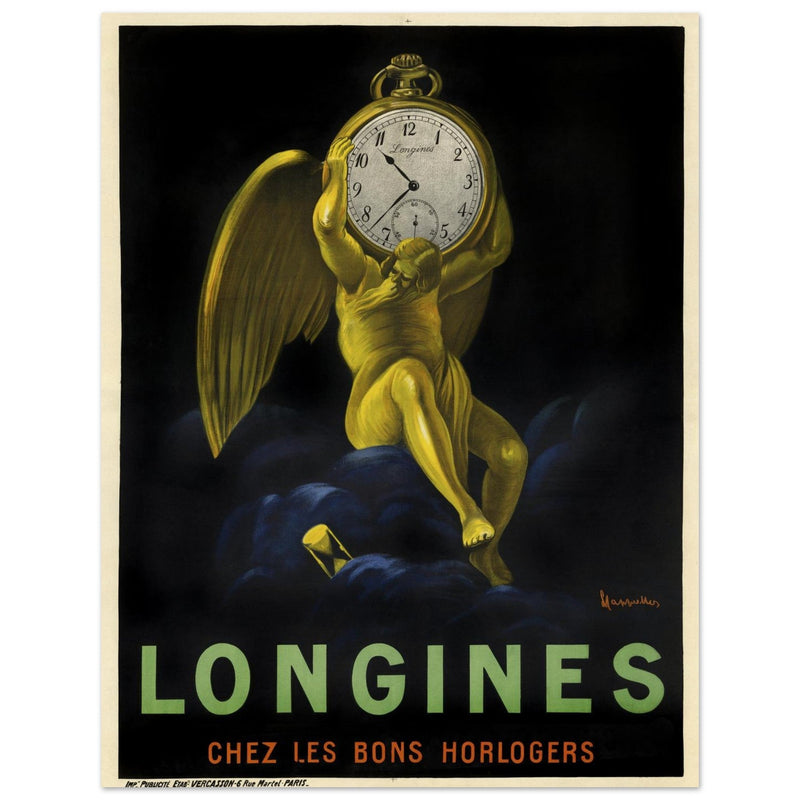 Longines pocket watch advertising vintage poster by Leonetto Cappiello.