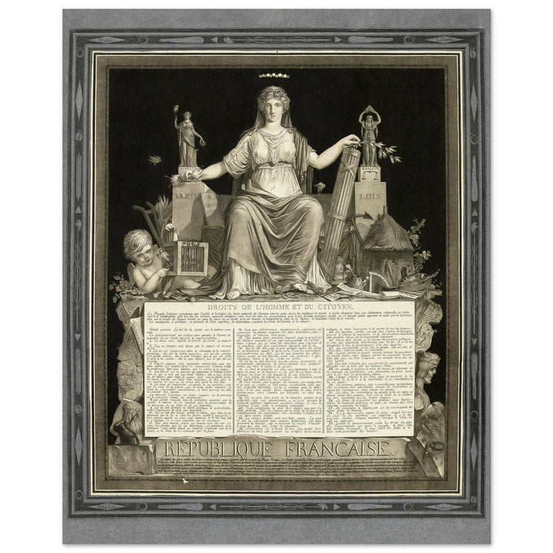 La République Française promulguant les Droits de l'Homme et du Citoyen. Human rights established during the French Revolution