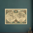 Nova totius terrarum orbis 1630 old world map poster by Hendrik Hondius