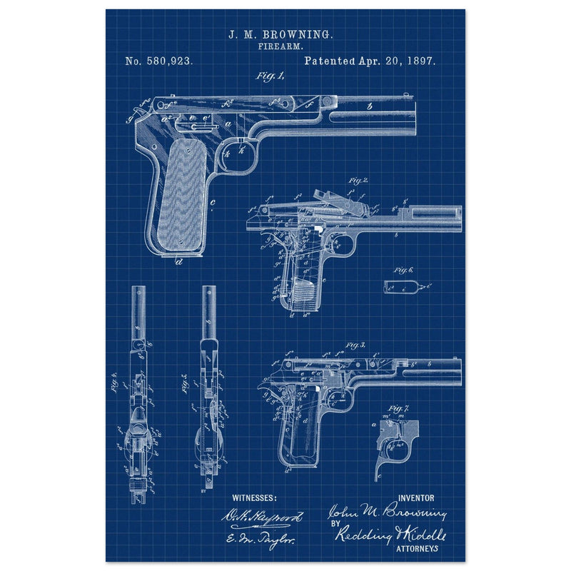 Firearm patent by John Moses Browning 1897 .