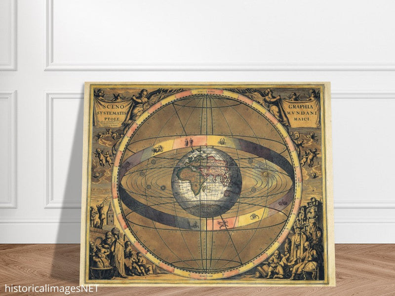 Scenography of the Ptolemaic cosmography by Andreas Cellarius. Cosmographical atlas.
