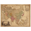 Ancient vintage map of Asia. Beautiful  from an antique asian map of the XVIII century. Art print.