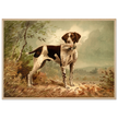 Hunting dog vintage painting poster with partridge in mouth