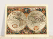 1638 Double hemisphere old world map by Hendrik Hondius.