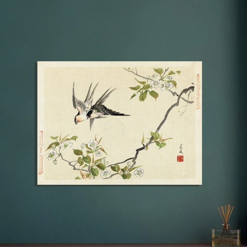 Two swallows by Matsumura Keibun, 1892 .