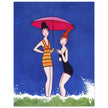 Anne Harriet Fish illustration for a cover magazine. Two women in bathing suit at the beach.