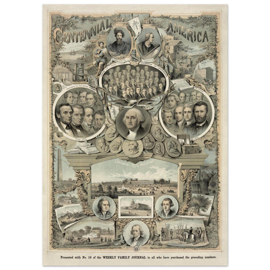 Centennial America . decoration. Vintage poster