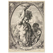 Bacchus in Half-Length by Hendrick Goltzius 1596. Roman God of wine vintage engraving .