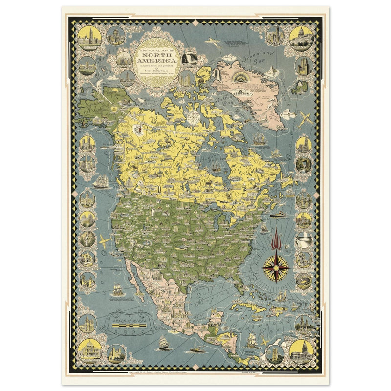 A Pictorial Map of North America by Ernest Dudley Chase.