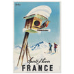 Winter sports in France. Vintage travel advertising poster promoting skiing and other leisure winter activities.