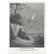 Gustave Dore The Bible engraving print . Elijah nourished by an angel illustration .