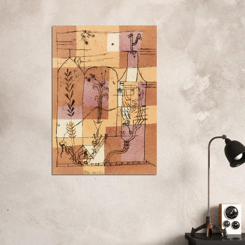 Paul Klee Hoffmanesque Scene abstract painting.