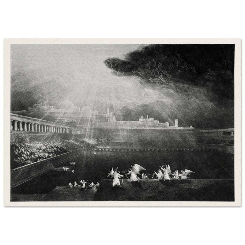 John Martin mezzotint engraving . Paradise Lost. The Courts of God .