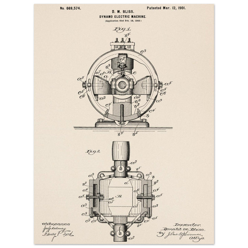Dynamo electric machine patent by D M Bliss.