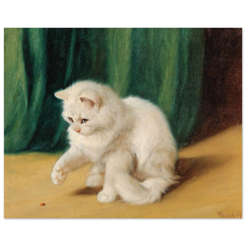 Cat with Ladybird old painting by Arthur Heyer.