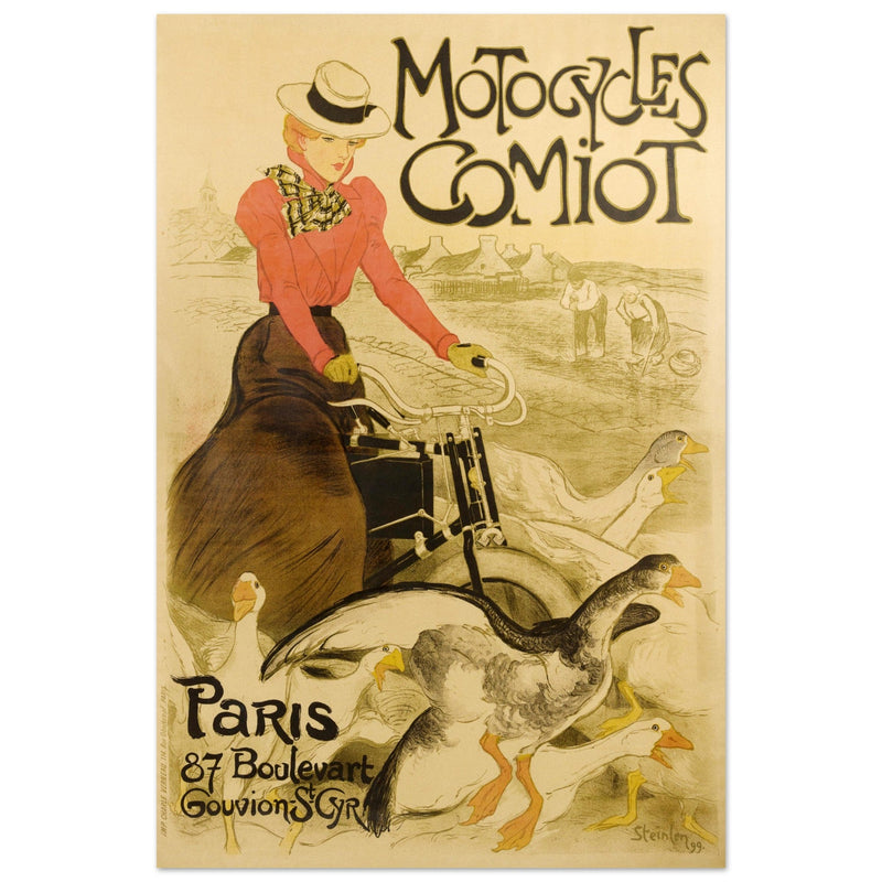 Theophile Steinlen print for Comio Cycles. Art Nouveau bicycle advertising poster. decoration.