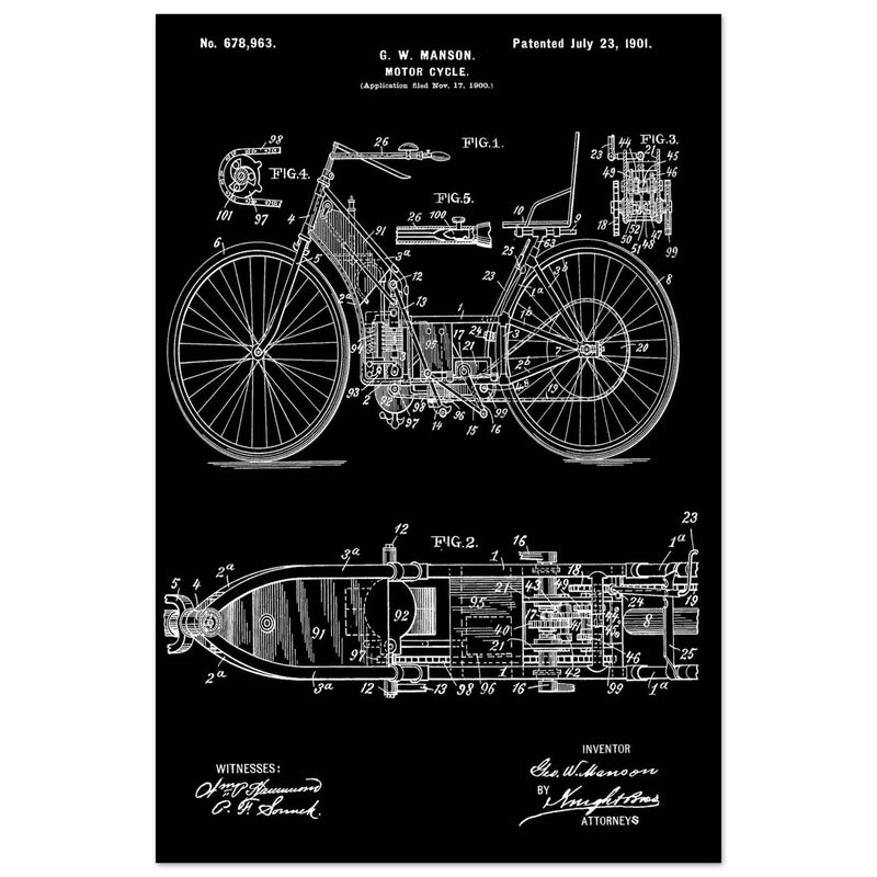 Motorcycle old patent by G. W Manson.