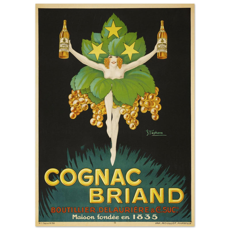 Cognac Briand vintage advertising poster  created in 1925 by M. Stephane.