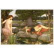 Echo and Narcissus by John William Waterhouse 1903.  from antique painting. Roman mythology.