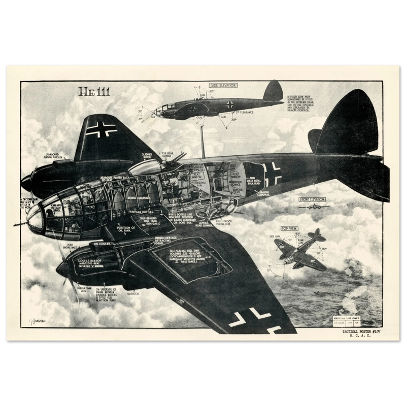Heinkel He111 bomber - Vintage german war plane Second World War Reproduction