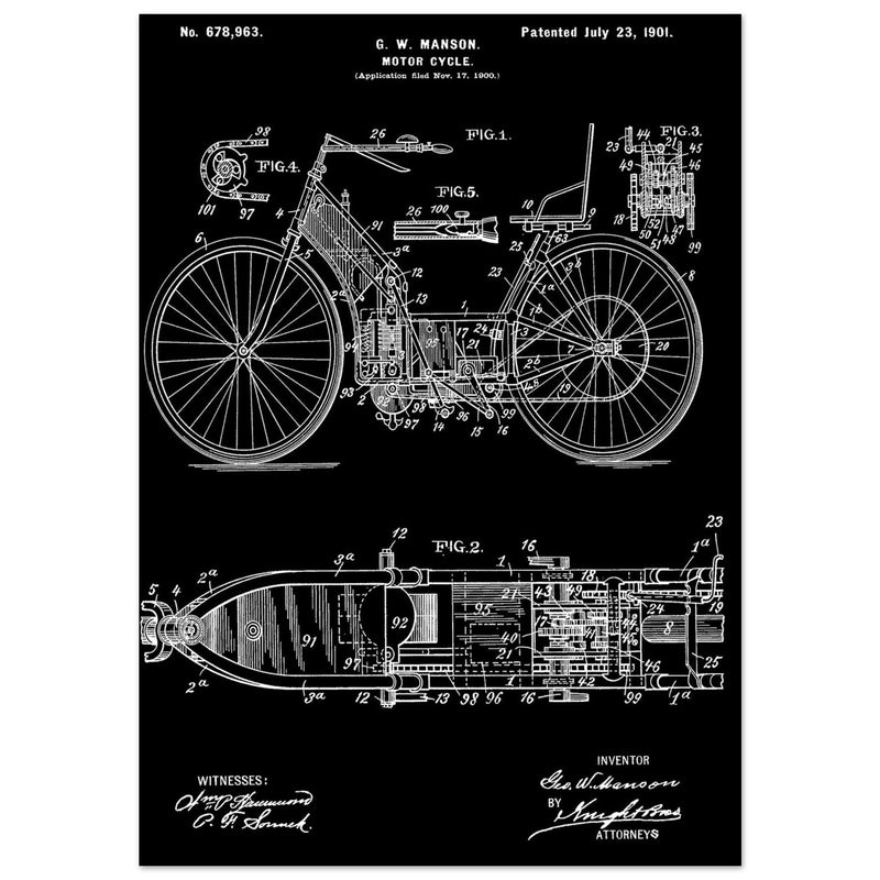 Motorcycle old patent by G. W Manson.