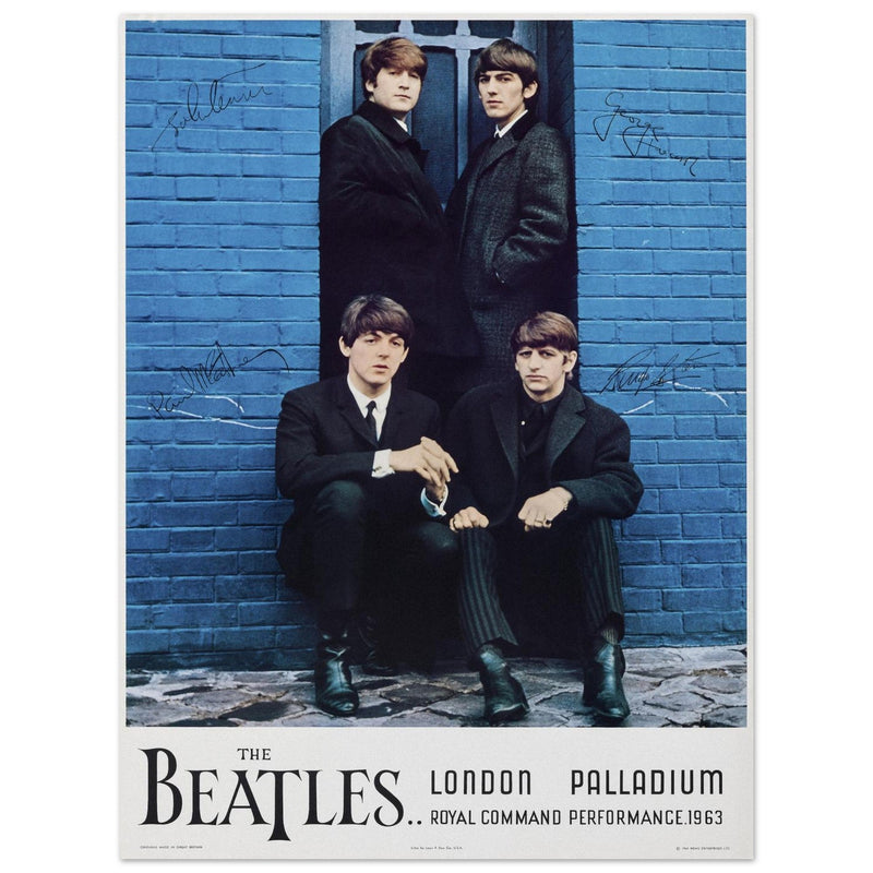 The Beatles Royal Command concert London Palladium Venue. Vintage music poster reproduction.
