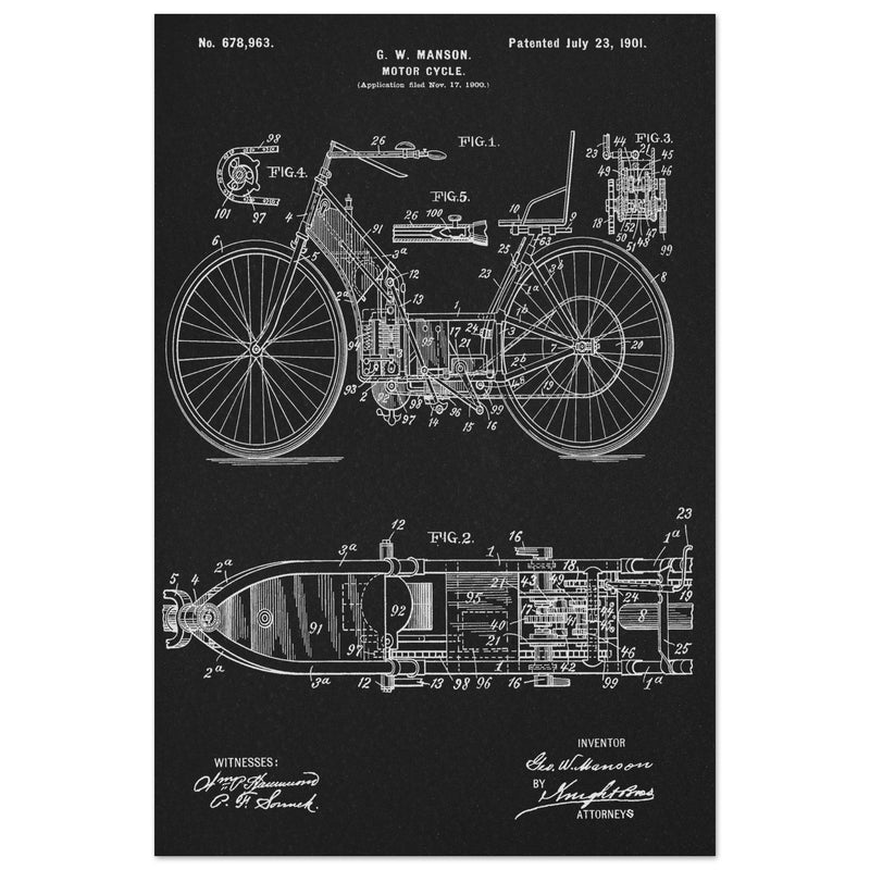Motorcycle old patent by G. W Manson.