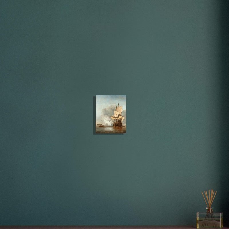 Willem van de Velde the canon shot. Marine painting.