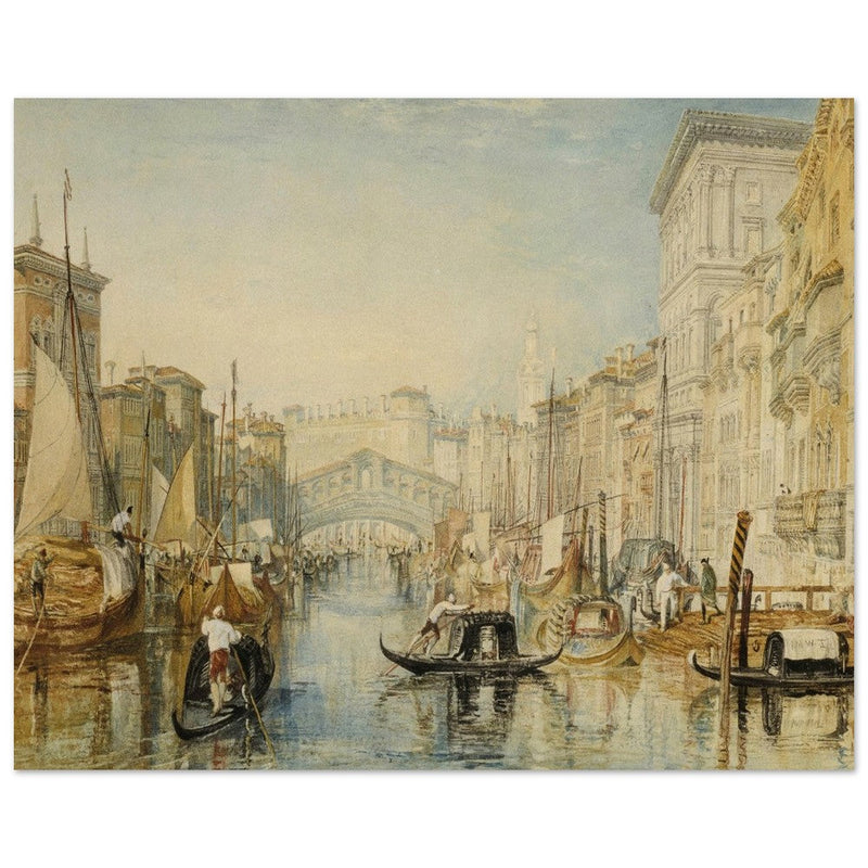 Venice the Rialto bridge in Italy. Antique painting by  Joseph Mallord William Turner.