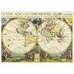 Ancient vintage world map by Edward Wells. Double hemisphere cartography.
