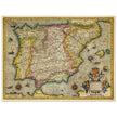 Ancient Spain and Portugal map. Iberian Peninsula cartography by Henricus Hondius.