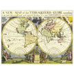 Ancient vintage world map by Edward Wells. Double hemisphere cartography.