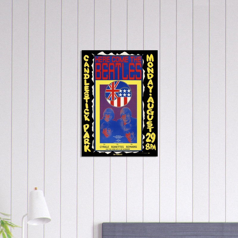 The Beatles concert poster reproduction. Final Concert at Candlestick Park in 1966.