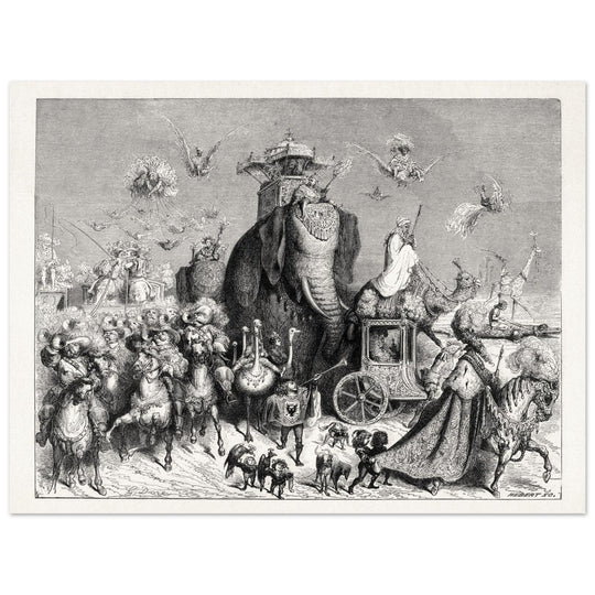 Royal Cavalcade Ane Skin Fairytale ( Peau d' Ane ) illustration by Gustave Dore. Part of Fairy Tales of Charles Perrault.