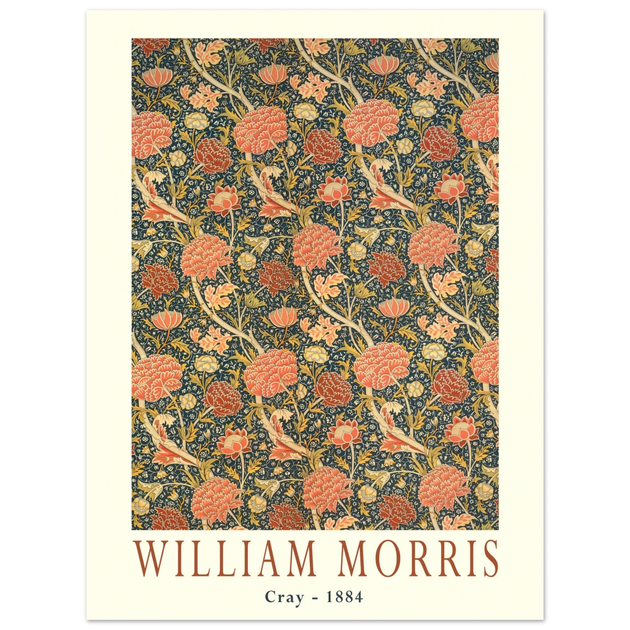 William Morris Cray 1884. Vintage printed cotton  art print.