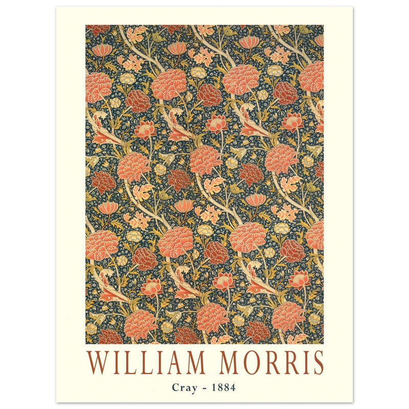 William Morris Cray 1884. Vintage printed cotton  art print.
