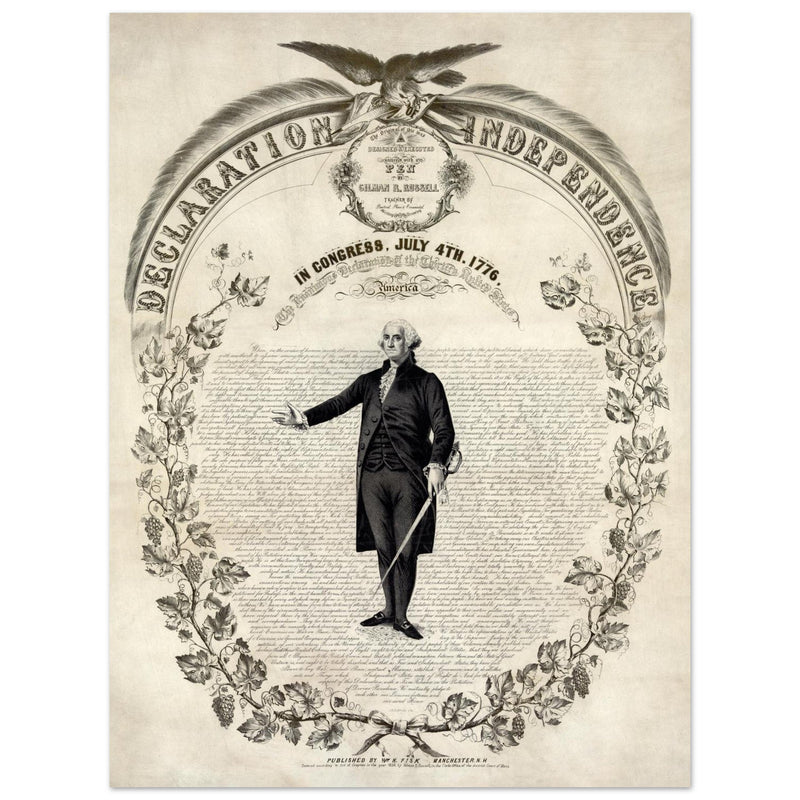 Declaration of Independence of America. George washington manuscript illustration.