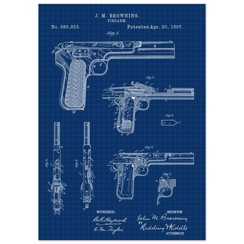 Firearm patent by John Moses Browning 1897 .