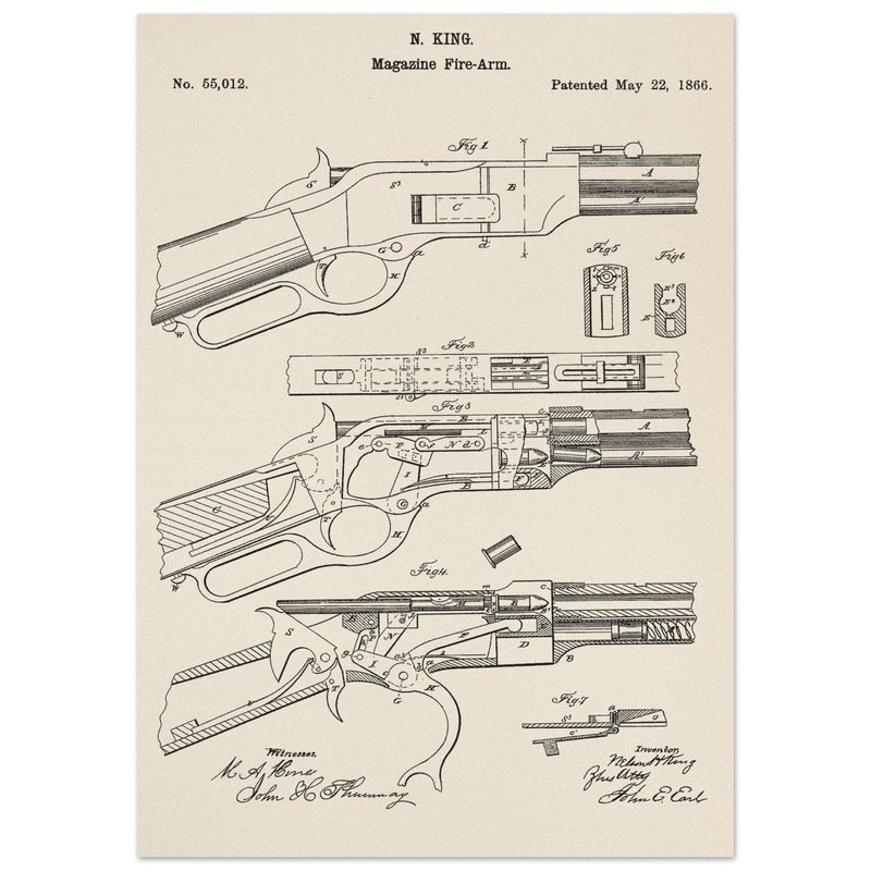 Magazine Fire arm patent 55012 by N kinf.