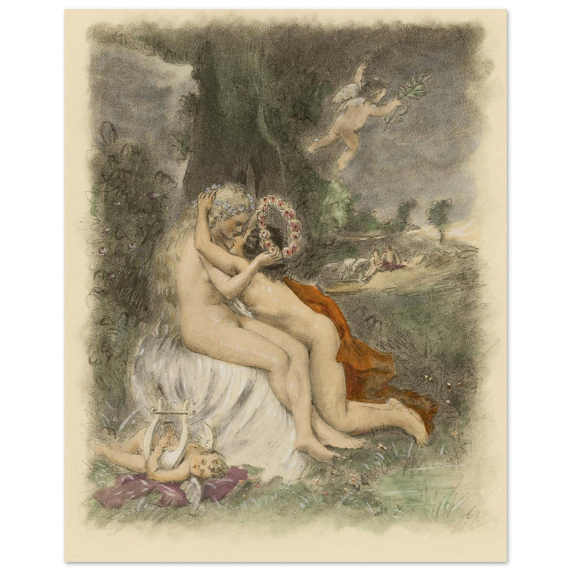 Paul Emile Becat erotic illustration Les Baiseres XX ( The Kisses ) The crown of flowers
