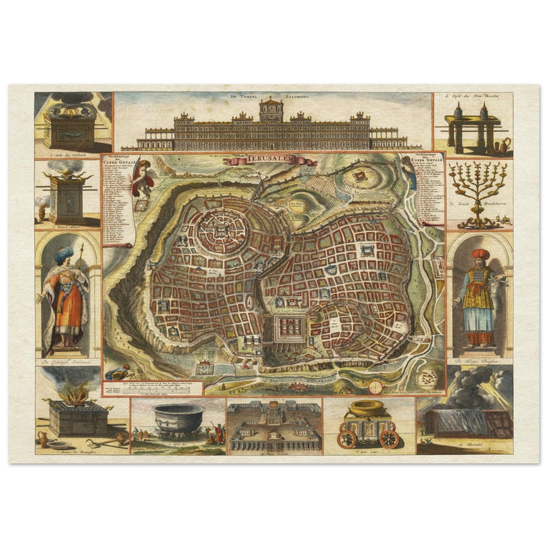 Jerusalem ancient map XVII Century by Daniel Stoopendael.