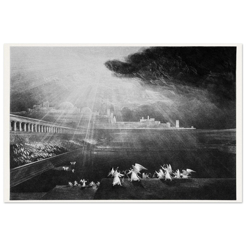 John Martin mezzotint engraving . Paradise Lost. The Courts of God .