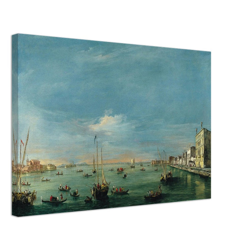 Giudecca Canal and the Zattere in Venice Italy. Antique painting by Francesco Guardi 1757.