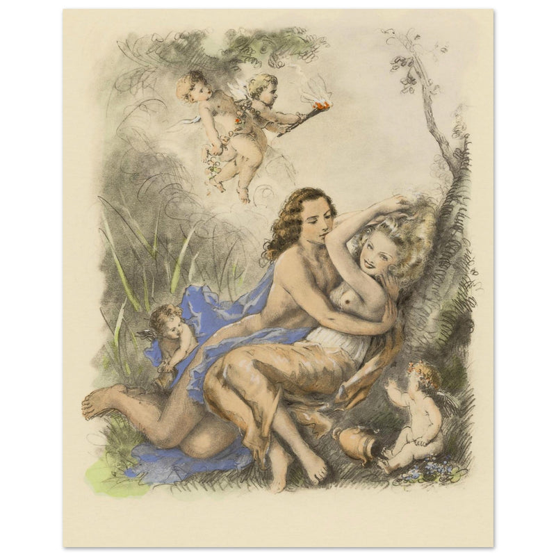 Paul Emile Becat erotic illustration Les Baiseres XI ( The Kisses ) The bite.