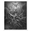 Gustave Dore  Paradise Lost engraving . Dawnfall of Satan with his fallen angels driven out from Heaven .